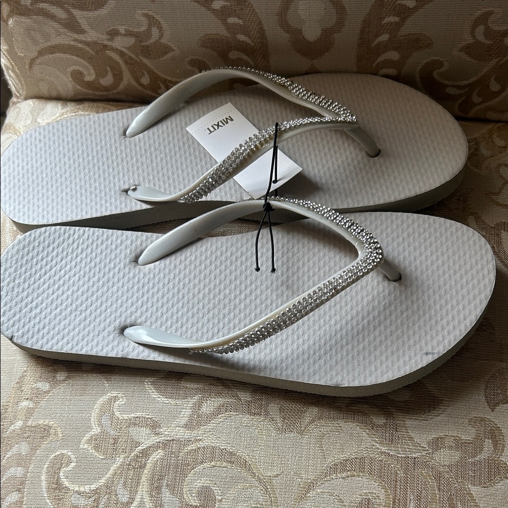 Mixit White Rhinestone Sandals